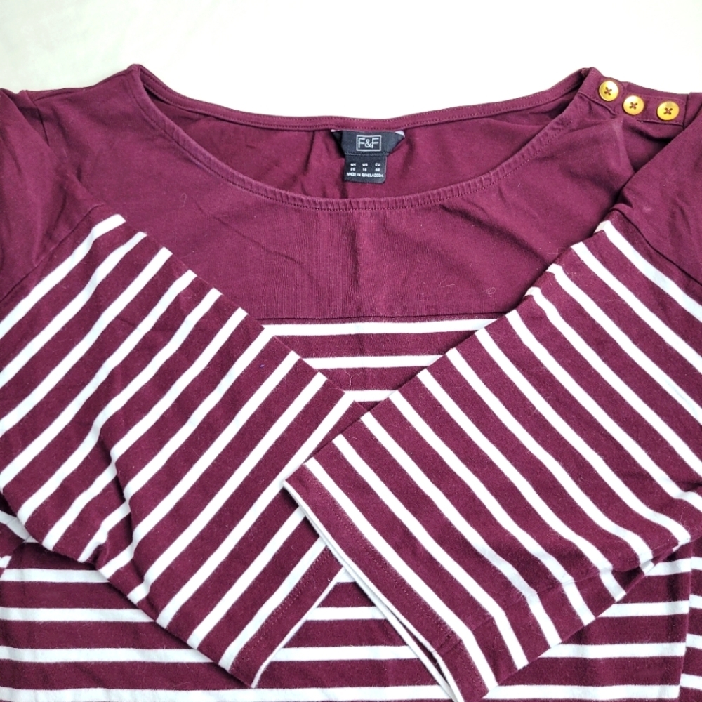 Womens F&F Burgundy Striped Top Size‎ 16